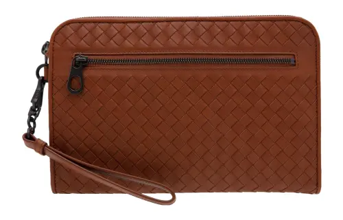 Bottega Veneta Lambskin Clutch Men's Terracotta