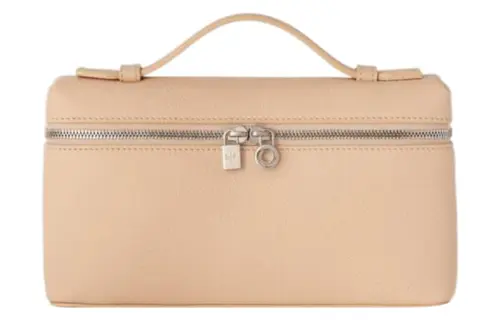 Loro Piana ExtraPocket Leather Makeup Bag Small Square Bag Handbag, Shoulder Bag Regular Women's Pink Sand