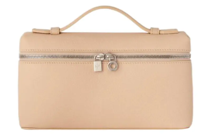Loro Piana ExtraPocket Leather Makeup Bag Small Square Bag Handbag, Shoulder Bag Regular Women's Pink Sand