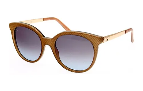 GUCCI Plate Frame Irregular Shape Sunglasses Unisex Brown