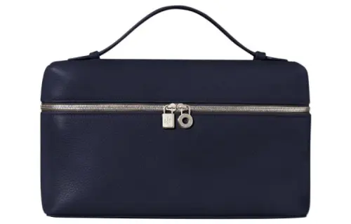 Loro Piana ExtraPocket Leather Makeup Bag Small Square Bag Handbag, Shoulder Bag Regular Women's Midnight Blue