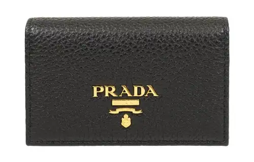 PRADA Cow Leather Wallet, Card Holder Regular Unisex Black
