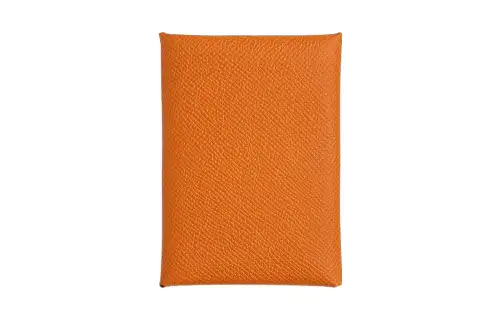 HERMES Calvi Duo Epsom Calfskin Card Holder Mini Women's I9 Abricot Apricot