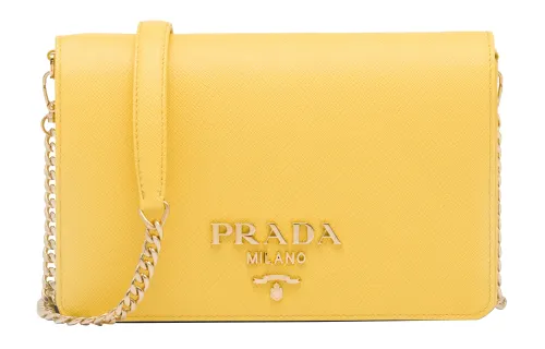 PRADA Saffiano Leather Handbag, Shoulder Bag, Crossbody Bag Mini Women's Sunlight Yellow