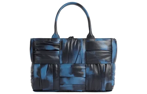 Bottega Veneta ARCO Lambskin Tote Bag, Shopping Bag, Handbag Small Women's Blue/Black