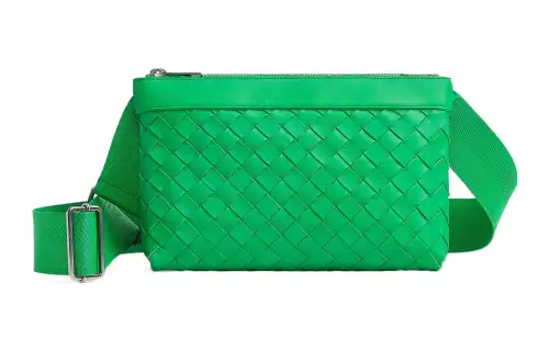 Bottega Veneta Cow Leather With Fabric Messenger Bag, Crossbody Bag, Shoulder Bag Men's Green