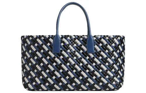 Bottega Veneta Cabat Lambskin Tote Bag, Shopping Bag, Handbag Medium Women's Blue/Black/White