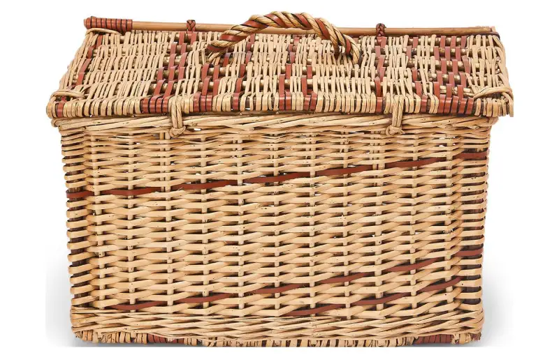 LOEWE Wicker With Leather Storage Box Women's Natural/Tan