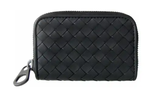 Bottega Veneta Intrecciato Leather Coin Purse Black