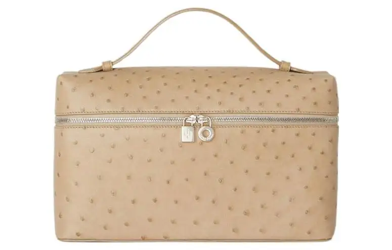 Loro Piana Ostrich Leather Handbag, Shoulder Bag, Crossbody Bag Regular Women's Beige Yellow