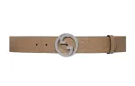 GUCCI Blondie Leather Belts Women's Beige Width 4cm