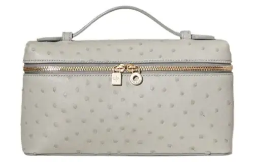 Loro Piana Ostrich Leather With Lambskin Handbag, Shoulder Bag, Crossbody Bag Regular Women's Eucalyptus