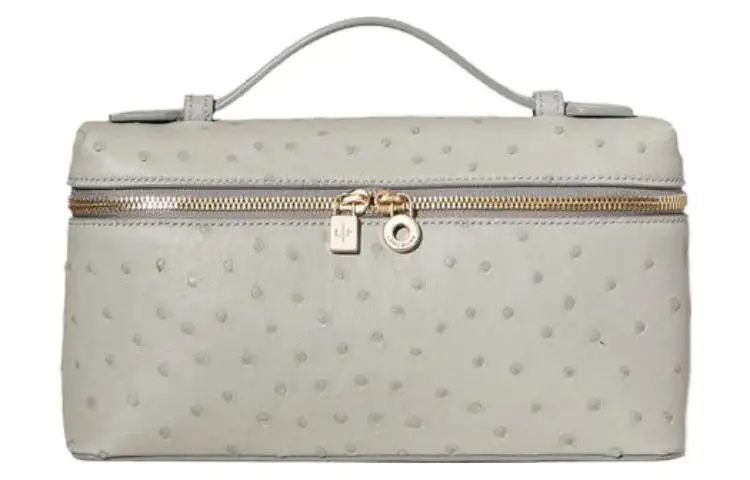 Loro Piana Ostrich Leather With Lambskin Handbag, Shoulder Bag, Crossbody Bag Regular Women's Eucalyptus