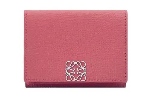 LOEWE Anagram Pebble Texture Cow Leather Wallet Women's Rose Pink