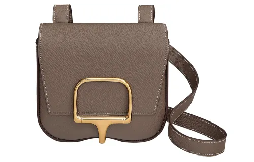 HERMES Della Cavalleria Gold tone Lock Epsom Calfskin Shoulder Bag, Crossbody Bag Mini Women's 18 Etoupe Elephant Gray