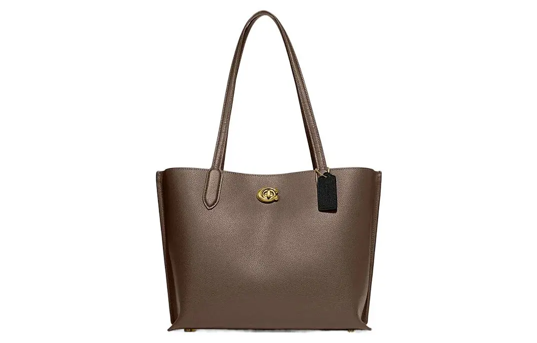 COACH Willow Cow Leather Tote Handbag, Shoulder Bag Women's Dark Lime Gray