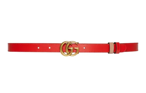 GUCCI GG Marmont Metal Leather Belts Women's Red Width 2cm