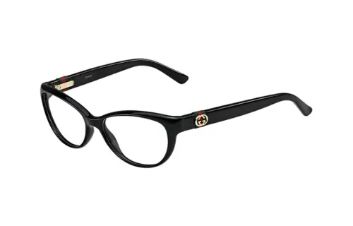 GUCCI Plate Frame Irregular Shape Prescription Glasses Unisex Black