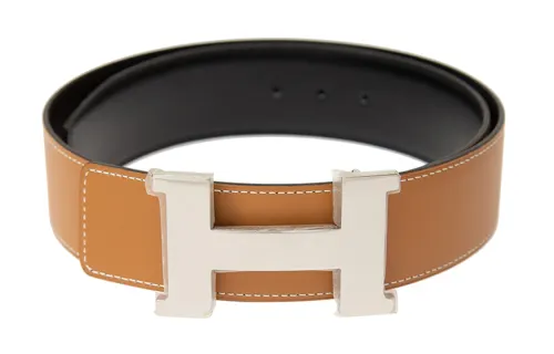 HERMES Leather Belts Men's Brown Width 4cm