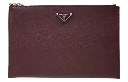 PRADA Cow Leather Clutch Regular Men's Dark Red