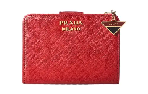 PRADA Saffiano Cow Leather Wallet Women's Red