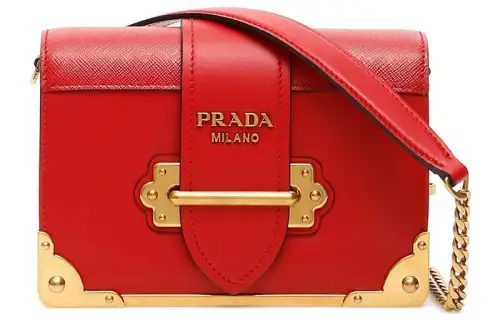 PRADA Calfskin Crossbody Bag, Shoulder Bag Women's Red