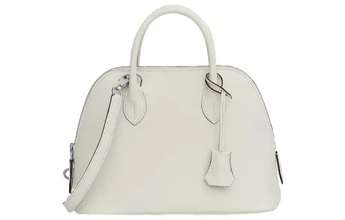 HERMES Bolide Evercolor Calfskin Bowling Bag, Shoulder Bag, Crossbody Bag, Handbag Women's White
