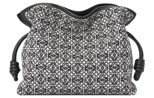 LOEWE Calfskin Panel Jacquard Fabric Clutch, Crossbody Bag, Shoulder Bag Women's