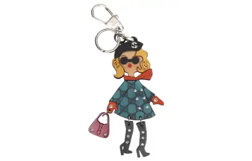 GUCCI Embellished Lady Key Ring Charm