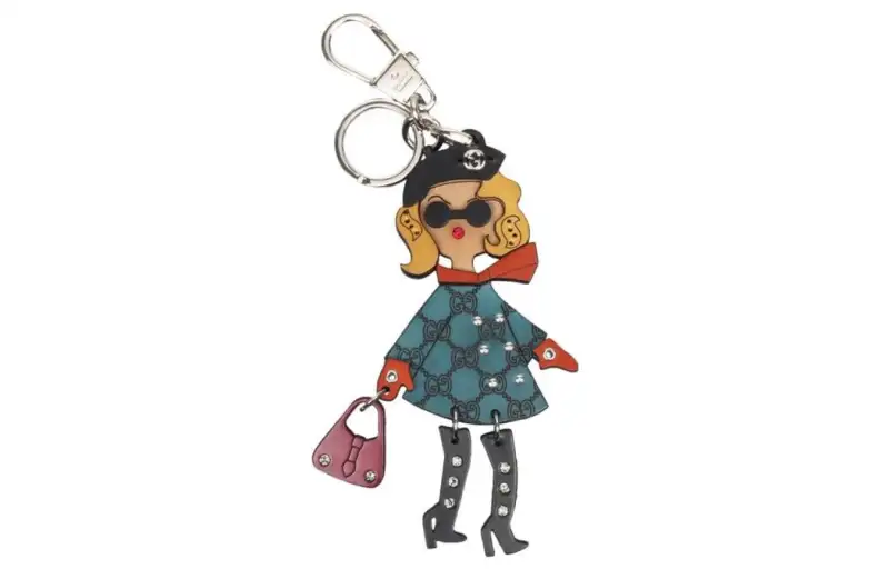 GUCCI Embellished Lady Key Ring Charm