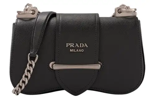 PRADA Leather Shoulder Bag, Crossbody Bag Regular Women's Black