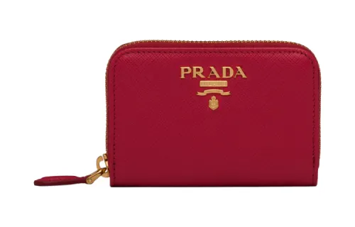 PRADA Leather Wallet Women's Red