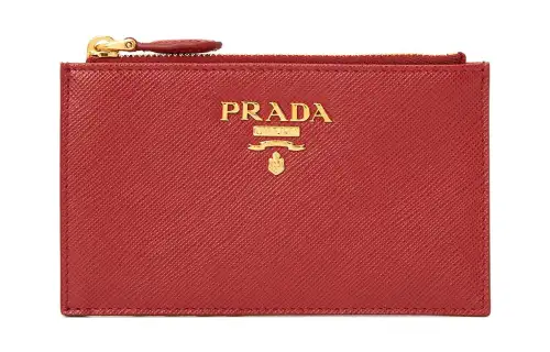 PRADA Leather Wallet, Card Holder Women's Red