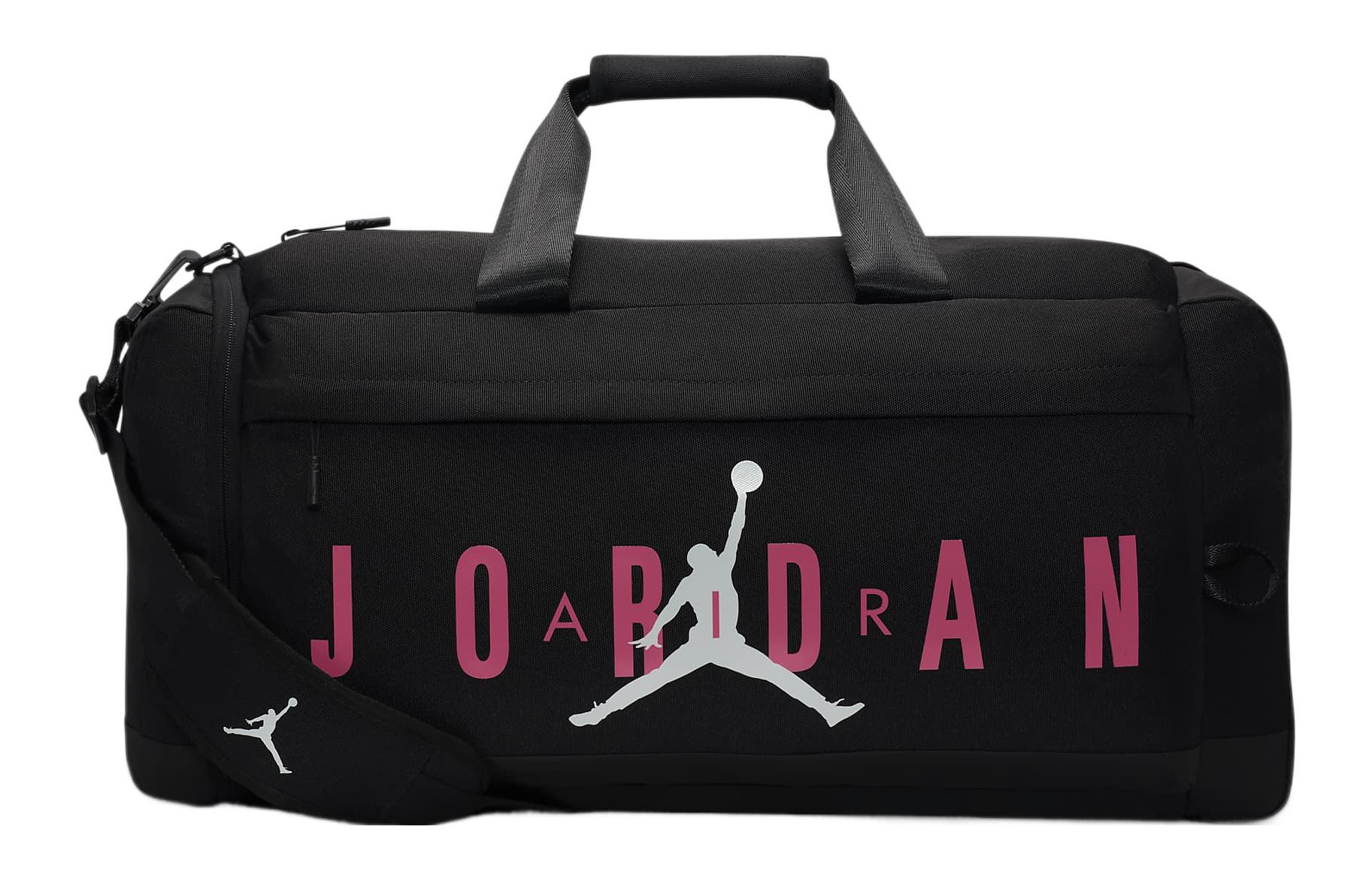 Jordan Polyester Luggage Bag, Shoulder Bag, Crossbody Bag, Handbag Regular Unisex Black Pink