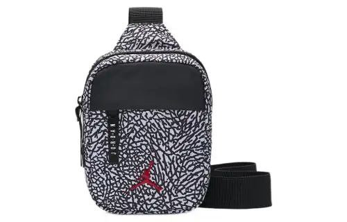 Jordan Cotton Nylon Shoulder Bag, Crossbody Bag, Sling Bag, Fanny Pack Regular Unisex Black Element Print