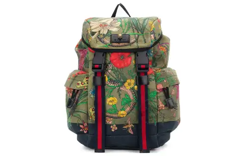 GUCCI Canvas Backpack Men's Olive Green