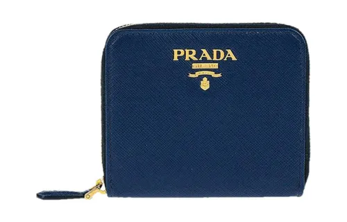 PRADA Leather Wallet Regular Women's Blue
