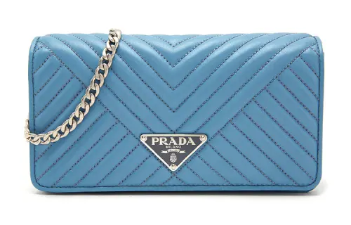PRADA Cow Leather Crossbody Bag, Shoulder Bag Women's Blue
