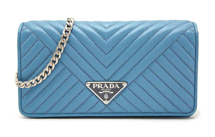 PRADA Cow Leather Crossbody Bag, Shoulder Bag Women's Blue