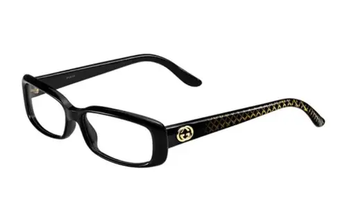 GUCCI Plate Frame Rectangular Prescription Glasses Unisex Black