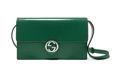 GUCCI Patent Leather Shoulder Bag, Crossbody Bag Regular Women's Green