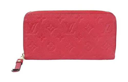 LOUIS VUITTON Cow Leather Clutch Wallet Women's Red