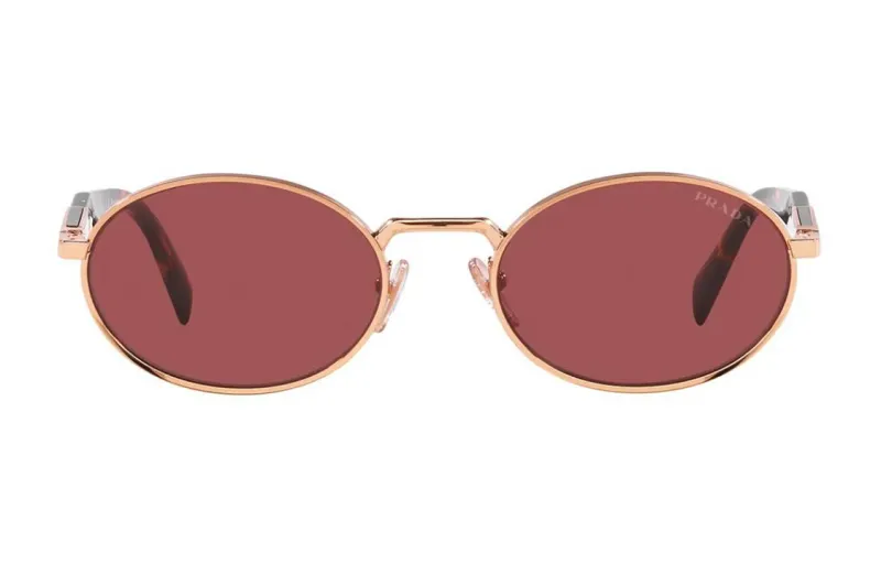 PRADA Logo-engraved Oval-frame Tinted Sunglasses