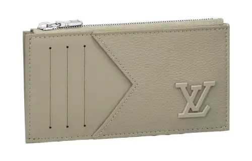 LOUIS VUITTON Cow Leather Card Holder Men's Gray Green