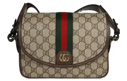 GUCCI Ophidia Canvas With Leather Trim Crossbody Bag, Shoulder Bag Women's