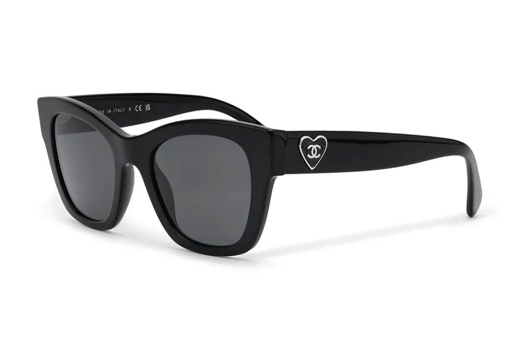 CHANEL Square Sunglasses Women's Black