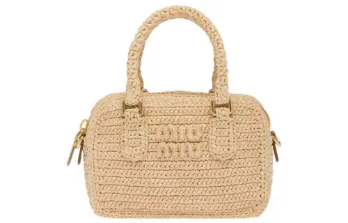 MIU MIU Wicker Shoulder Bag, Crossbody Bag, Handbag Regular Women's Beige