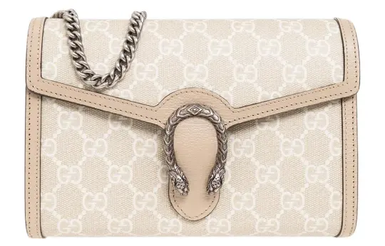 GUCCI Dionysus Leather Trim Chain Bag, Wallet, Crossbody Bag, Shoulder Bag Women's Beige Yellow