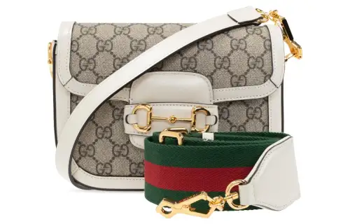 GUCCI Horsebit 1955 Mini Bag Beige/White