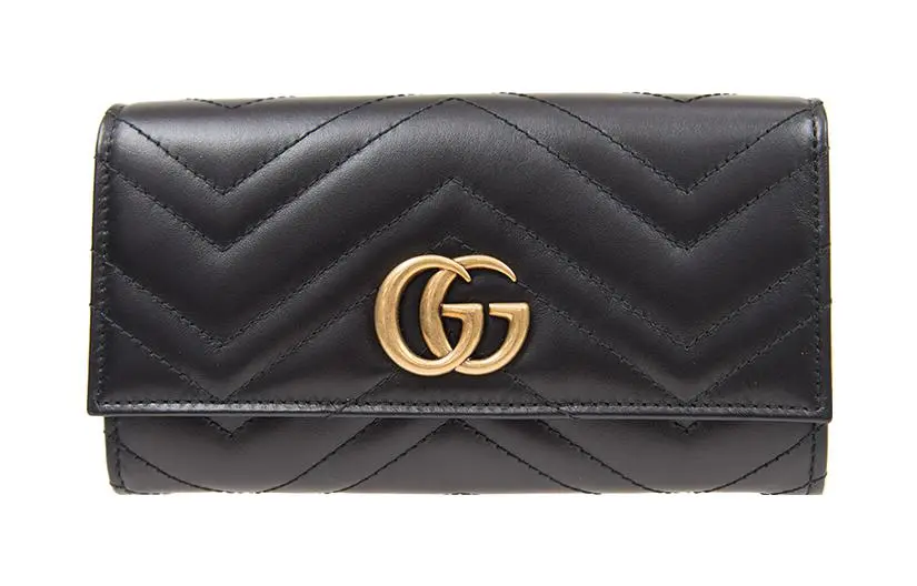 GUCCI GG Marmont Quilted Leather Wallet Women's Black